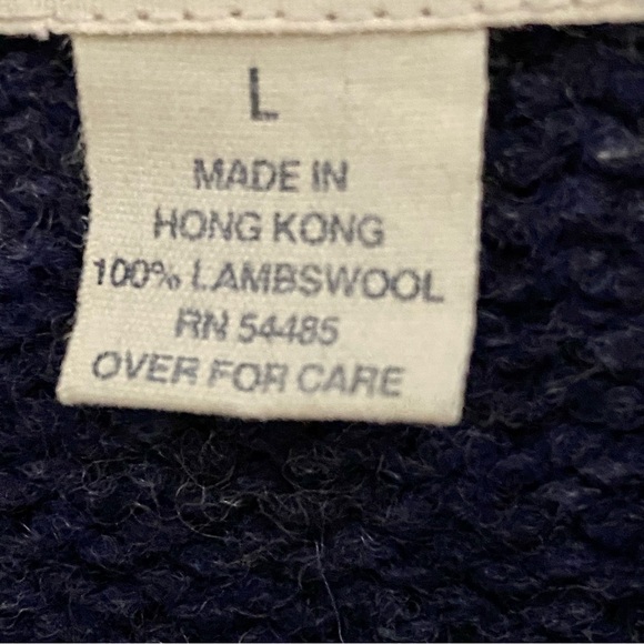 Y2K American Eagle Thick Striped 100% Lambswool Sweater Size Large - Picture 7 of 8